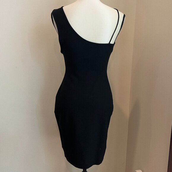 ZARA Black Asymmetrical Asymmetric Bodycon Dress LBD Size M - Picture 4 of 9